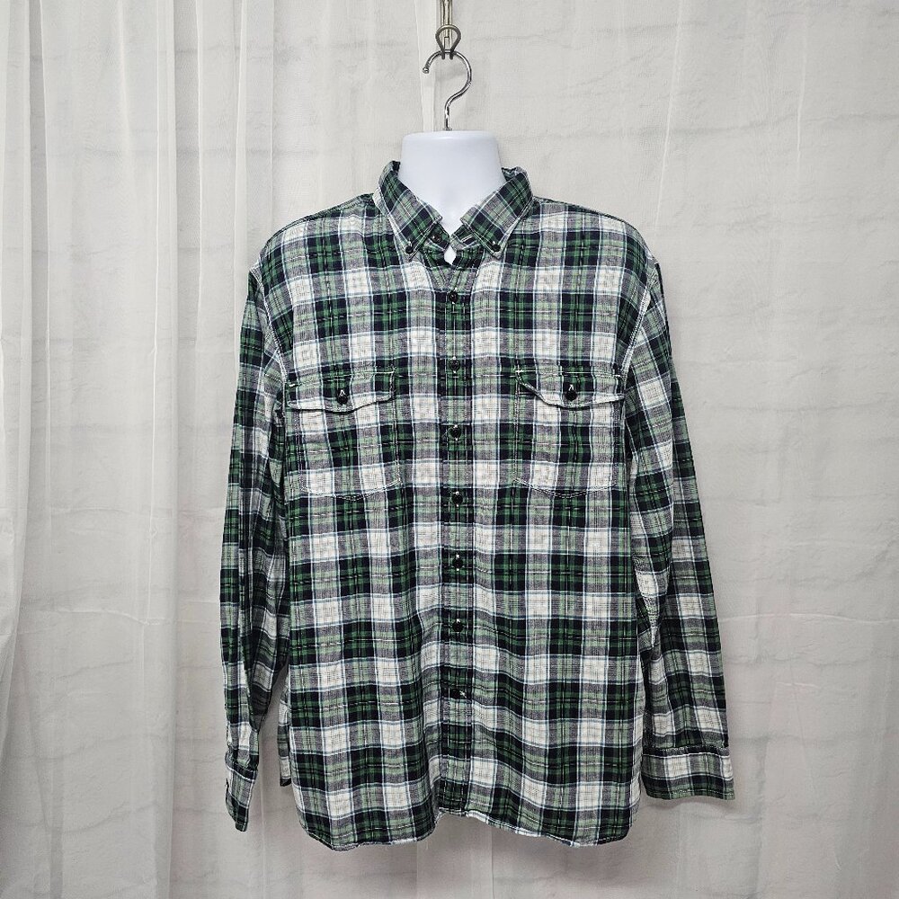 GAP Green Blue Plaid Button Down Shirt Preppy Casual L
